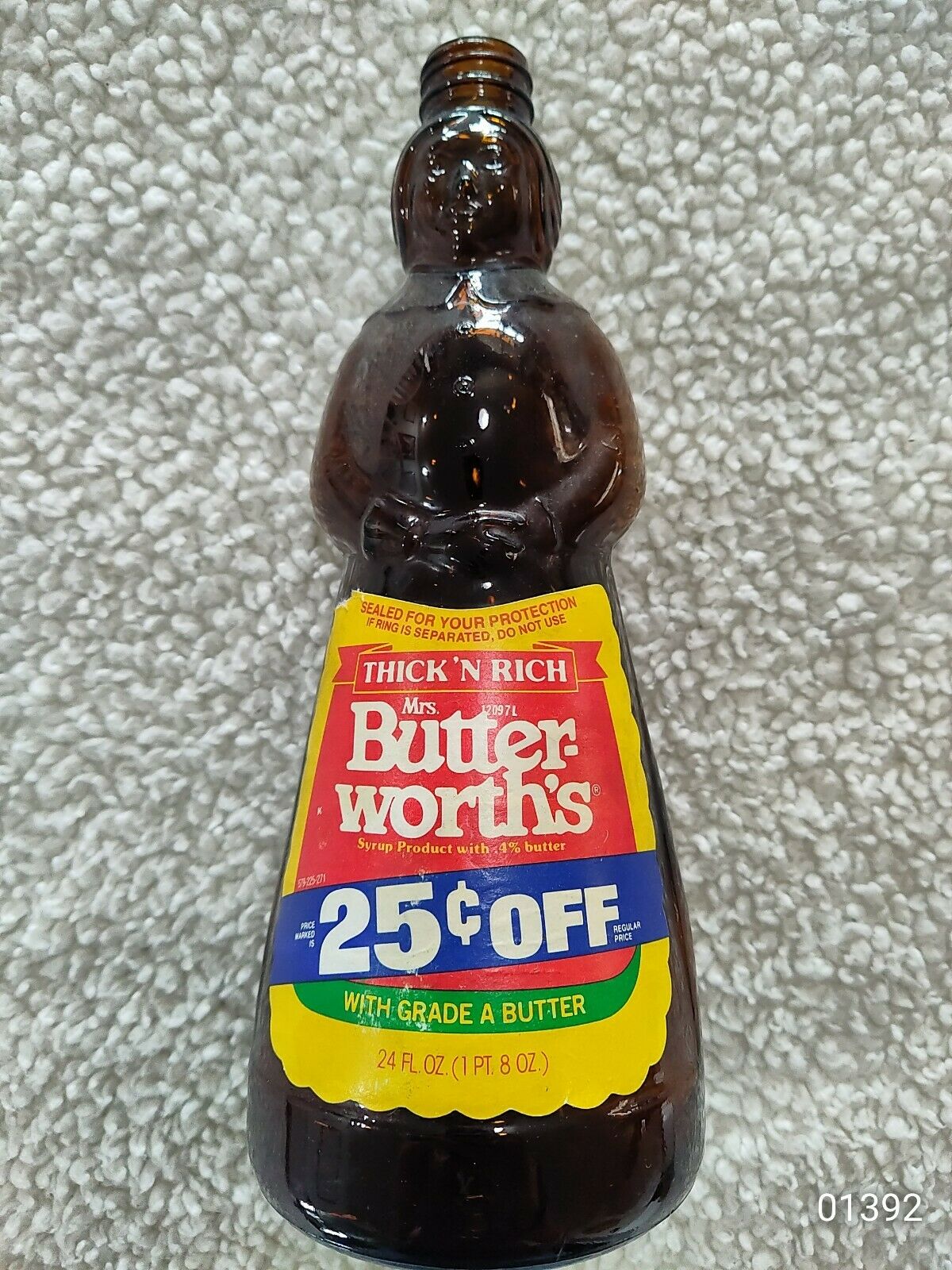 Vintage Brown Glass Bottle 24 Oz Missing Metal Lid Mrs Butterworth’s Syrup