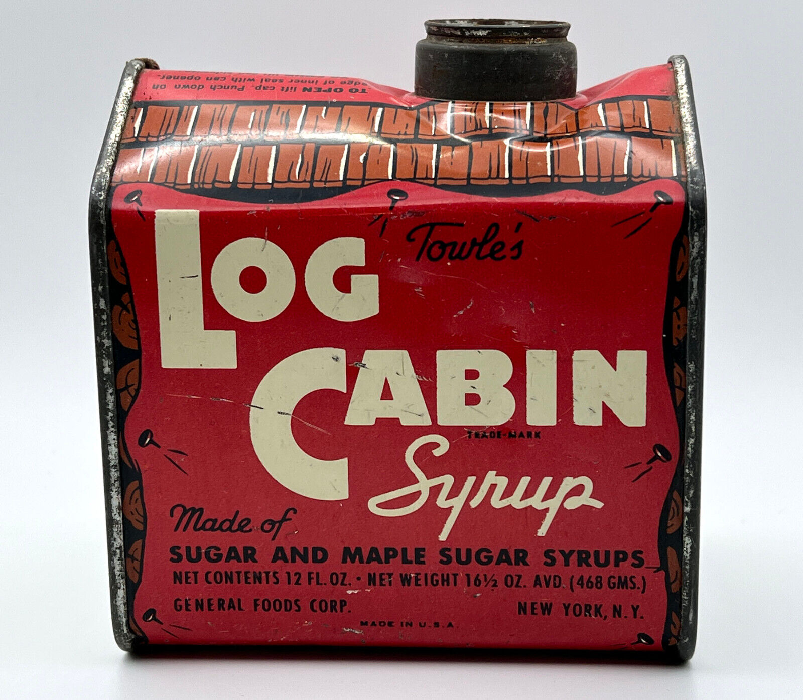 Original Towle’s Log Cabin Syrup Tin 16.5oz