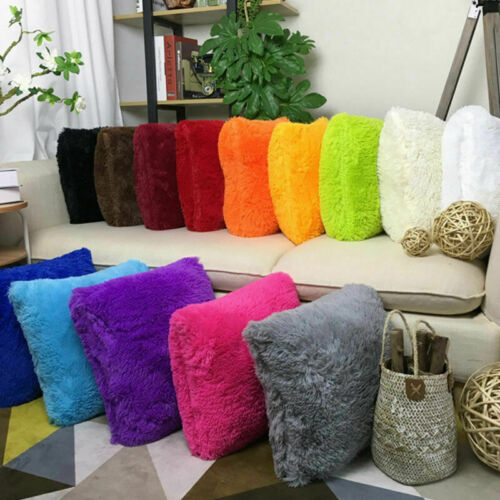 Fluffy Fur Plush Pillow Case Shaggy Home Sofa Decor Soft Cushion Cover Throw