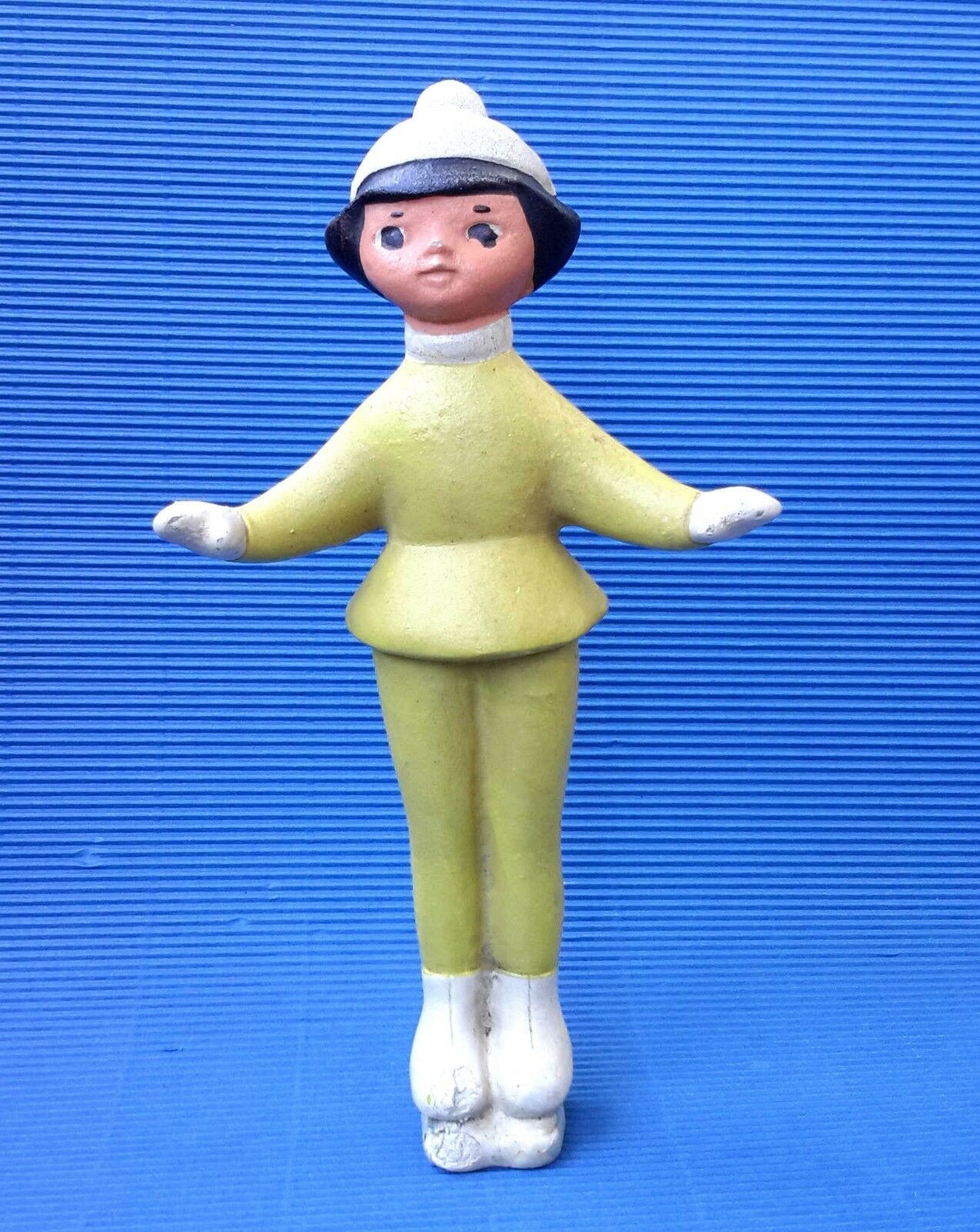 1960's Ussr Russian Soviet Rubber Toy Young Figure Skater Girl  Red Triangle