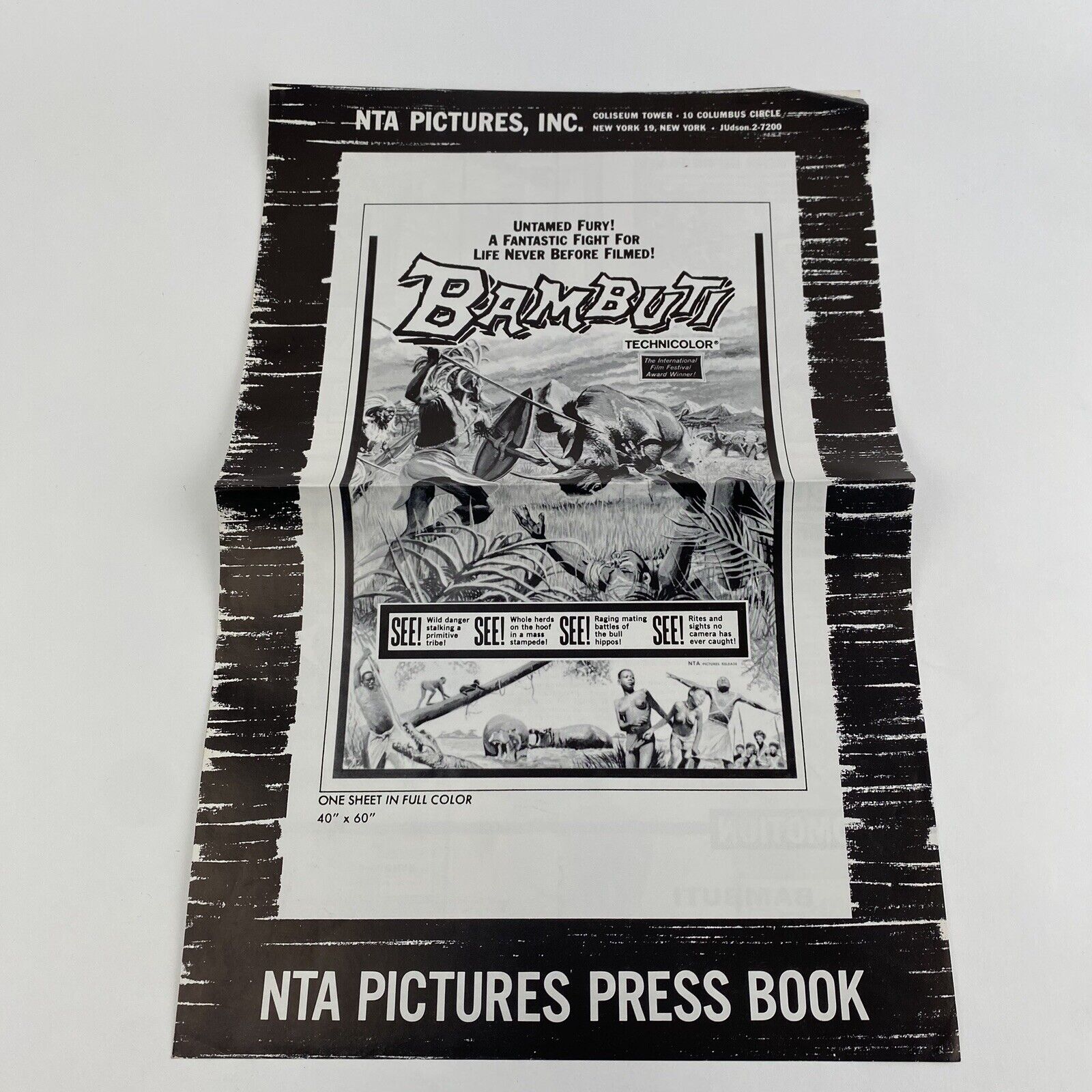 Vintage Movie Pressbook Advertising Page Bambuti 1956 Jungle Natives Documentary