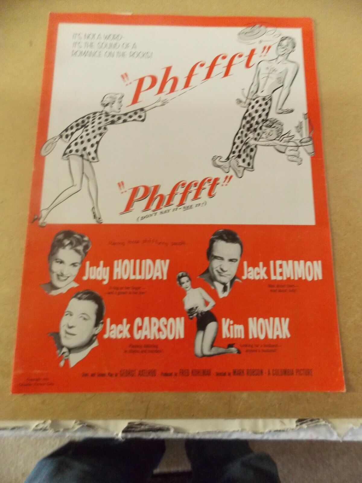 Phffft(1954)jack Lemmon Original Pressbook Nice!