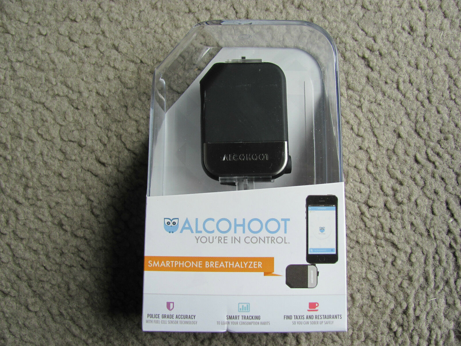 Brand New Alcohoot You're In Control Smartphone Breathalyzer Black