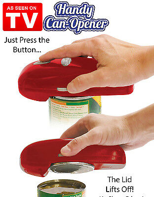 As Seen On Tv Handy Automatic Can Opener, Red, One Touch Hands-free Magnetic Lid