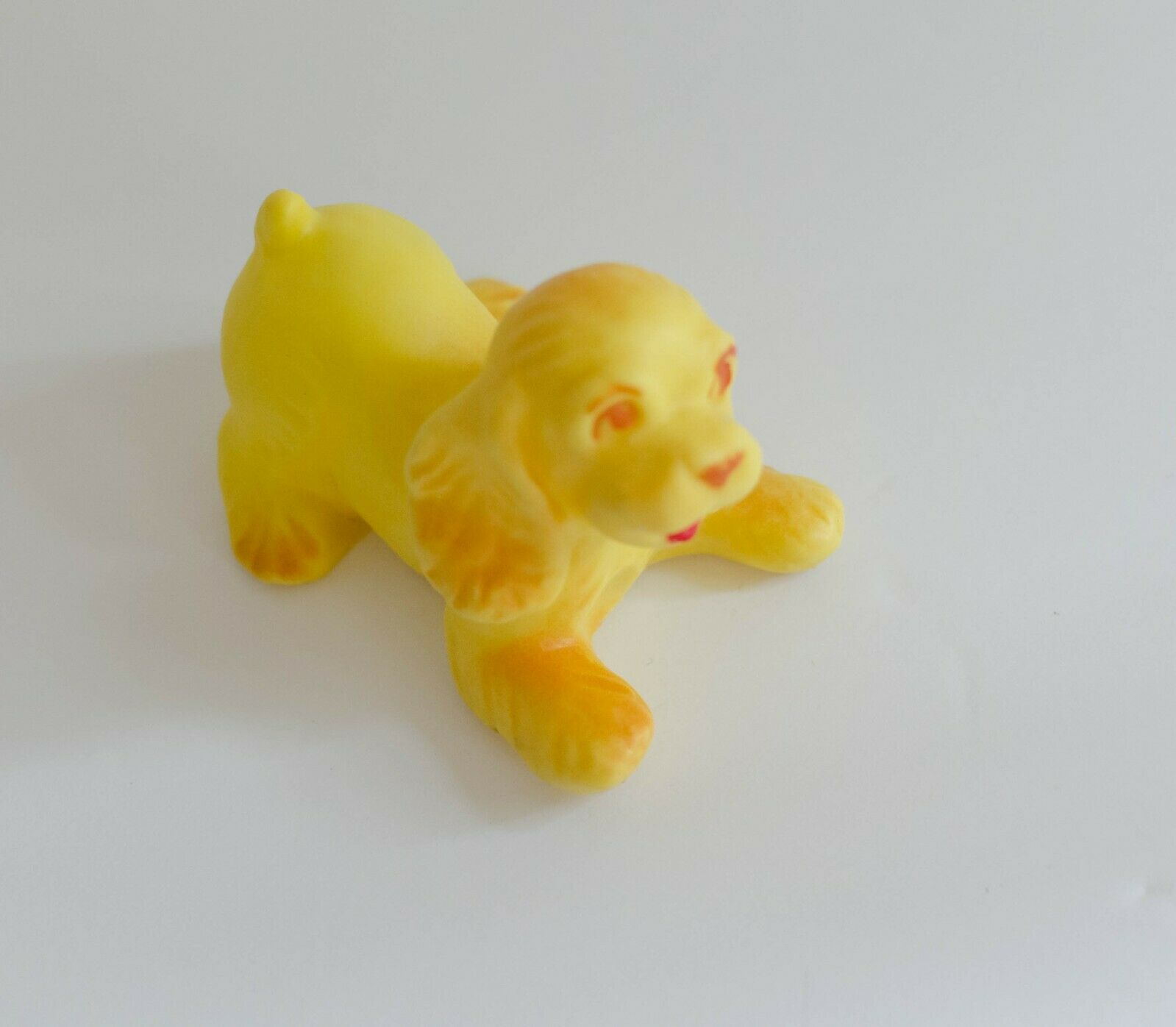 Yellow Red Puppy Squeak Toy Dog Rubber Puppy Vintage 1950s Toy Squeaker