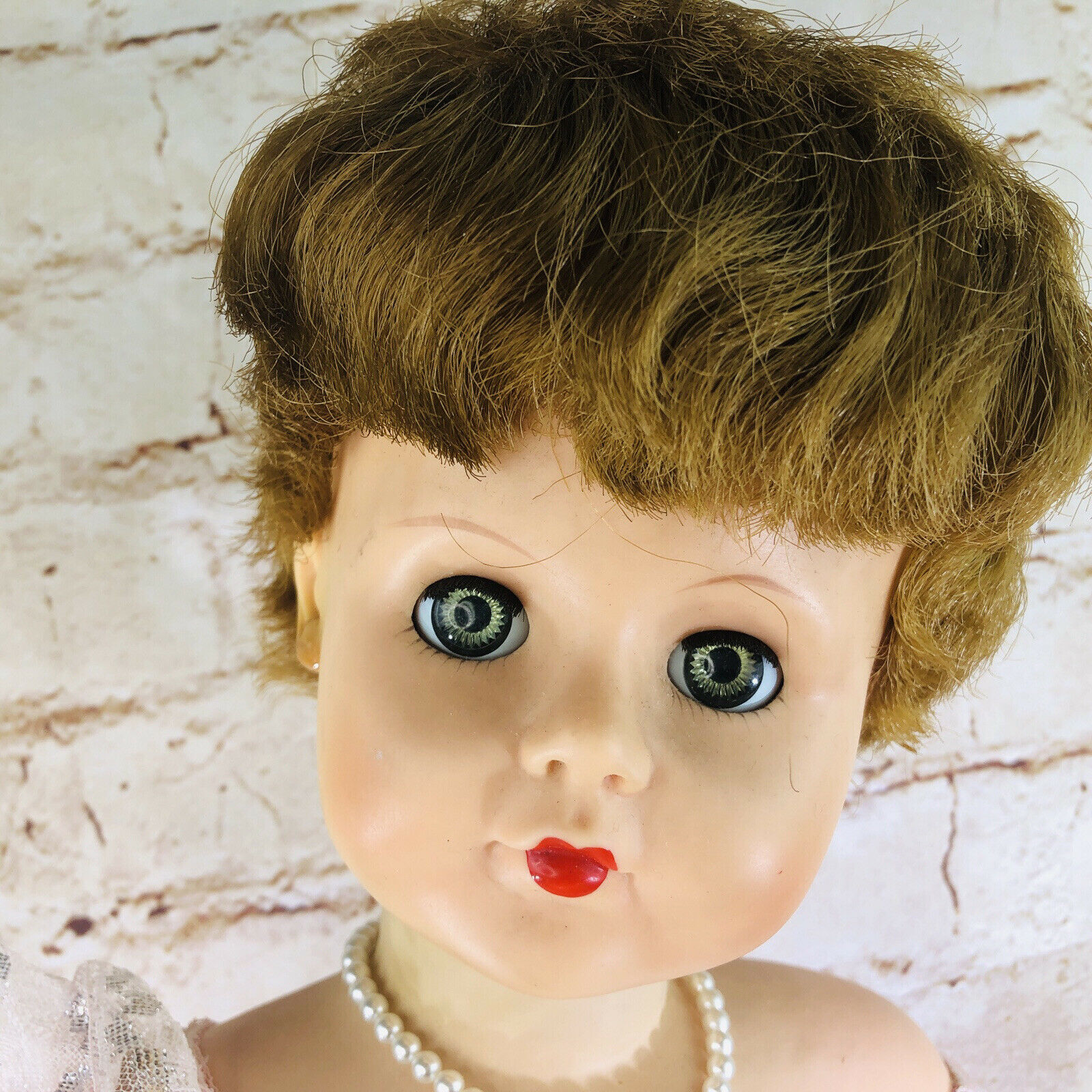 Vintage 1950's Rubber Sleepy Eye Doll A-e 251 28" Tall Pink Dress Creepy