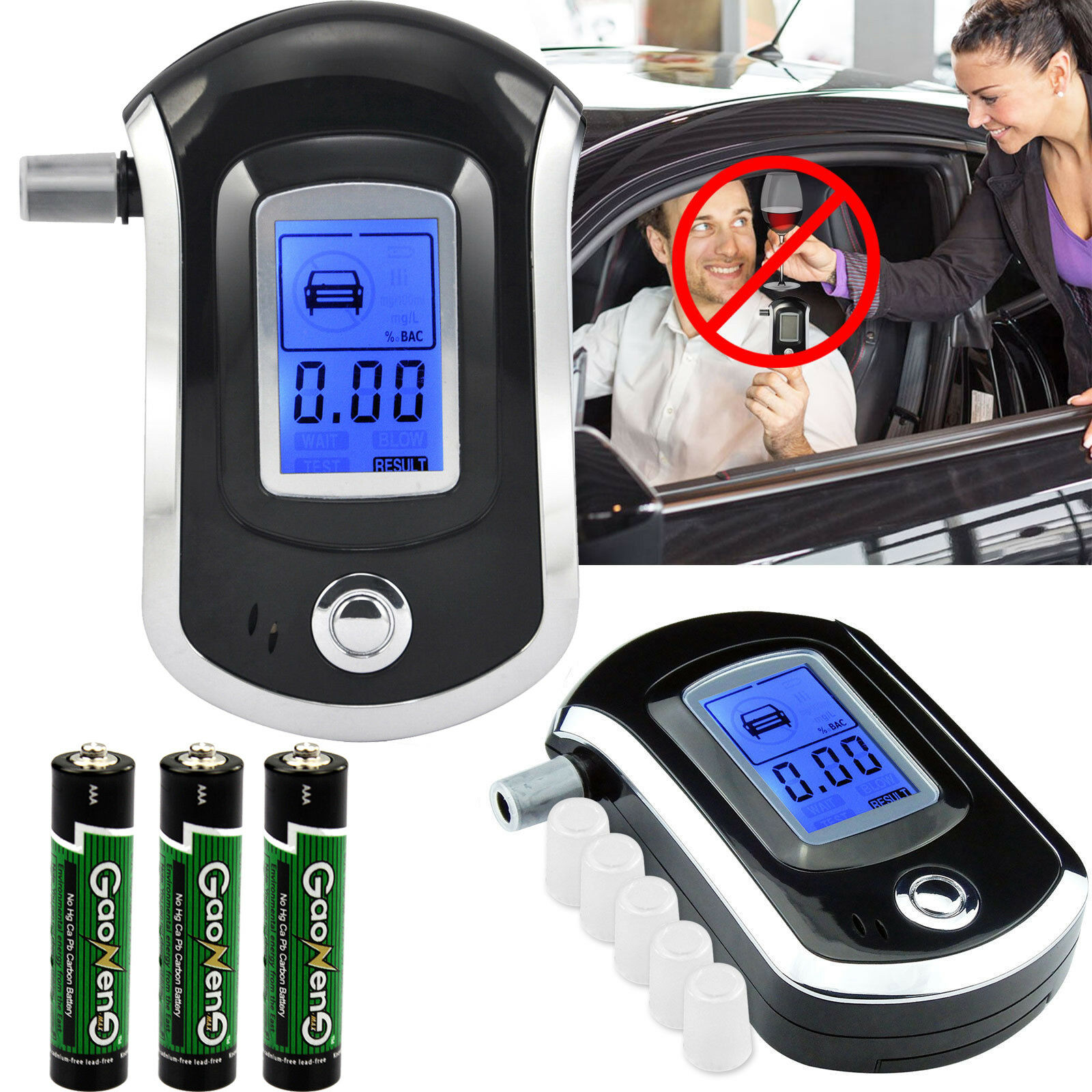 Advance Police Digital Breath Alcohol Tester Lcd Breathalyzer Analyzer Detector
