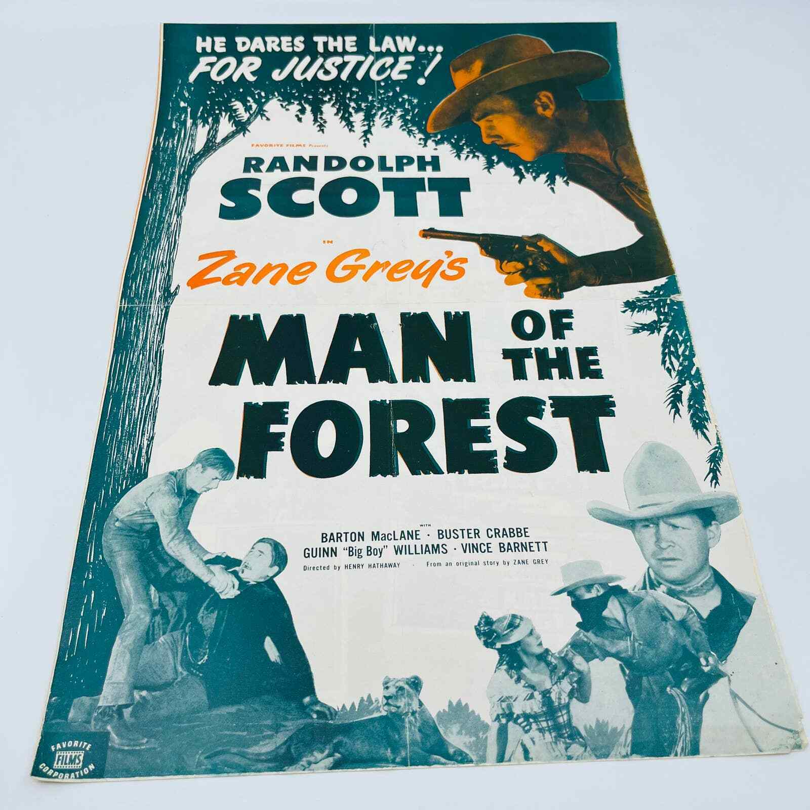Zane Grey's Man Of The Forest Original Pressbook Randolph Scott 11x17 Fl1