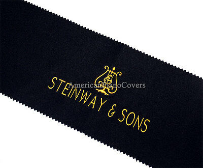 Steinway Piano Key Cover - Black Premium Felt Embroidered Keyboard Cover